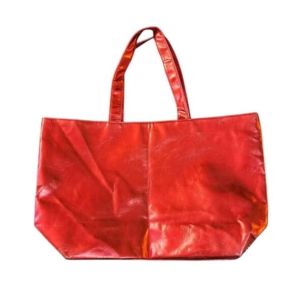 Disney Parks Red Metallic Rhinestone Mickey Mouse Tote Bag Faux Leather Flawed - Picture 4 of 8